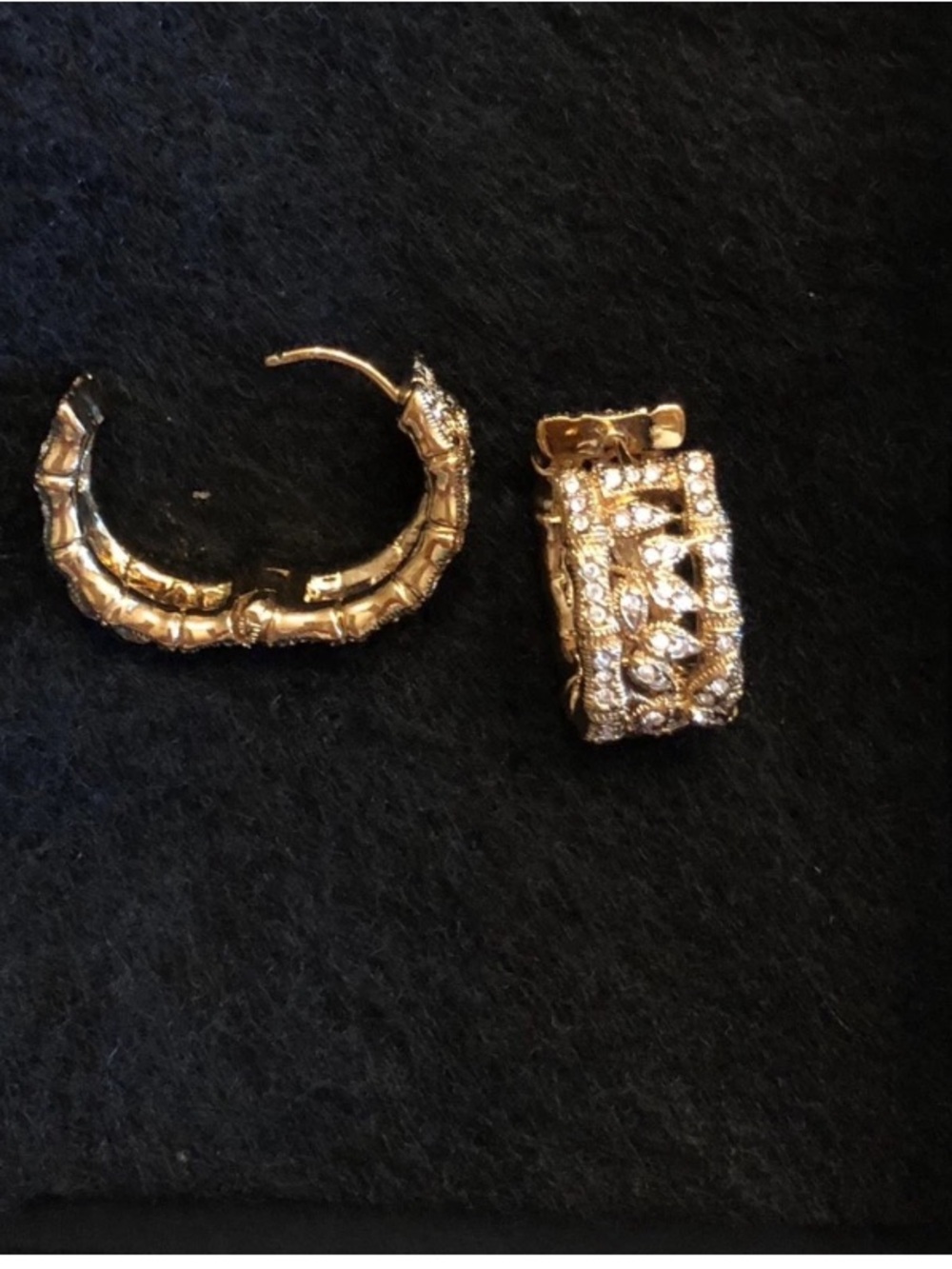 Nadri Gold Textured Leaf Huggie Earrings